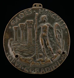 Hércules y tres columnas en el mar