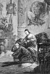 dibujo de Leon Benett, del libro de Julio Verne "Las tribulaciones de un chino en China" - edición Hetzel/Viajes extraordinarios 1879.
