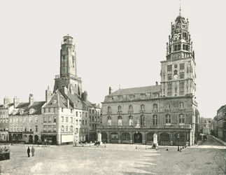 La Torre de Vigilancia y el Ayuntamiento, Calais, Francia