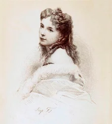 Grabado de Cora Pearl por Léopold Flameng.