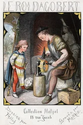 Ilustración de Lorenz Frolich (1820-1908) para la canción popular "El buen rey Dagoberto". Edición J. Hetzel. Alrededor de 1880.