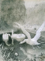 El patito feo, ilustración de Lorenz Frolich (1820-1908) para el cuento de Hans Christian Andersen (1805-1875)