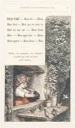 Berthe, Bonte, Well, Barbet, Bergeronnette, Balsamine, Birch, Beak, Becqueter, Arm, Bouquet, Candy, Bottom, página 15 - Abecedario de Mademoiselle Lili, de L. Froelich y de un papá (el propio Hetzel). Bibliotheque  Magasin d