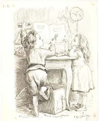 Los dos niños preparan mariposas