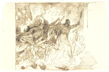 Boceto para Rolf Krake saltando a través del fuego