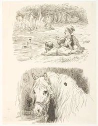 Dos bocetos para ilustraciones de Skarnbassen