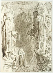 Boceto para La niña que pisó el pan de H.C. Andersen