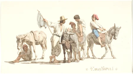 Italianos montando burros