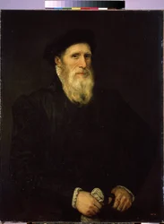 ""Retrato de un anciano"" (Retrato de un anciano) Pintura atribuida a Lorenzo Lotto (1480-1556) hacia 1550 Dim. 93x72 cm Museo del Hermitage de San Petersburgo