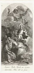 Santos Joaquín y Ana con Dios Padre y la Virgen Santa Ana y Joaquín con María y Dios Padre