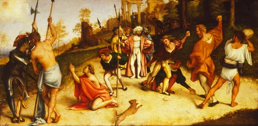 Martirio de San Esteban, división del Retablo de Martinengo de Lorenzo Lotto (1480- 1556), óleo sobre tabla, 51x97 cm, hacia 1516