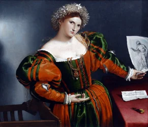 Retrato de mujer inspirado en Lucrecia" de Lorenzo Lotto