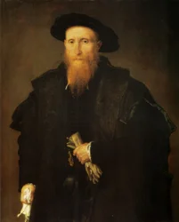 Retrato de un anciano con guantes