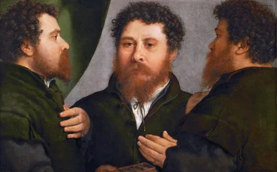 Retrato de un orfebre en tres posiciones por Lorenzo Lotto, ca. 1530
