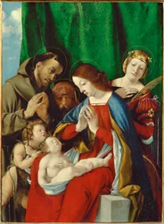 Virgen con el Niño, San Francisco, San Juan (pintura sobre madera)