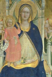 Madonna y el Niño entronizados con santos (detalle)