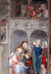 El Arcángel Gabriel anuncia el nacimiento de San Juan Bautista a Zacarías y Elisabet, detalle
