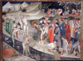 San Juan Bautista bautizando a los neófitos en la orilla del río Jordán Fresco de Lorenzo