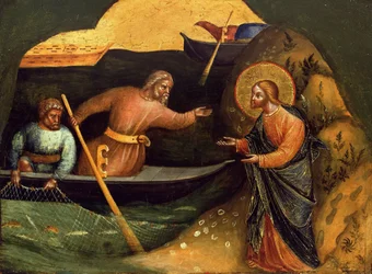 Llamada de los apóstoles Pedro y Andrés Predella Panel, ca. 1370