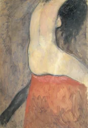 Figura desnuda de espaldas, c.1910-12 (óleo sobre cartón)