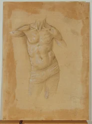 Busto de hombre semidesnudo, sin cabeza ...