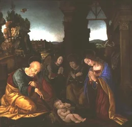 Madonna adorando al Niño Cristo