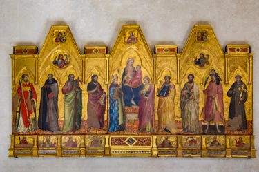 Virgen con el Niño entronizado (témpera sobre madera)