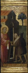 San Lorenzo distribuyendo limosnas a los pobres. Escenas de la vida de San Lorenzo, predela, ca 1412
