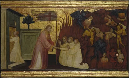 San Lorenzo Libera Almas del Purgatorio. Escenas de la Vida de San Lorenzo, predela, ca 1412