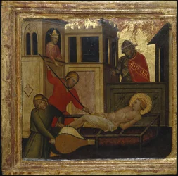 El martirio de San Lorenzo. Escenas de la vida de San Lorenzo, predela, ca. 1412