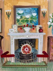 Interior con nenúfares, 2020 (acuarela y gouache)