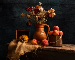 Naturaleza muerta rústica de otoño