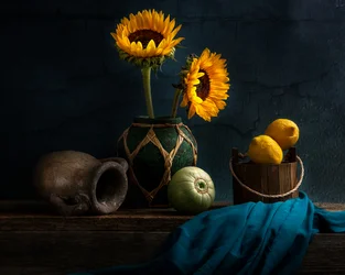 Girasoles y limones rústicos
