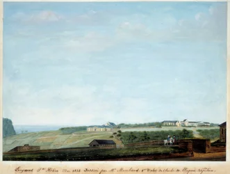 Vista de Longwood en la isla de Sainte Helene, mayo de 1821