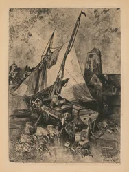 Barcos de pesca, Normandía Environ de Caen, c. 1862-1864