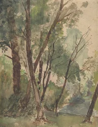 Árboles junto a un estanque, 1853-1878