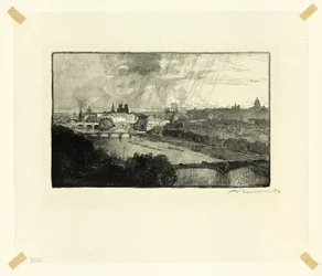 París, vista desde el Pavillon de Flore, lámina once de Le Long de la Seine et des Boulevards