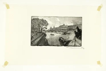 El Louvre, visto desde el Pont-Neuf, lámina trece de Le Long de la Seine et des Boulevards