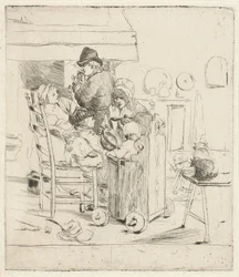 Escena de cocina con niños.