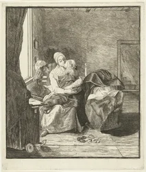 Madre con niño dormido frente a la ventana