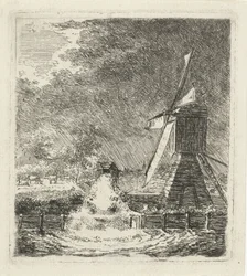 Molino en un paisaje de pólder