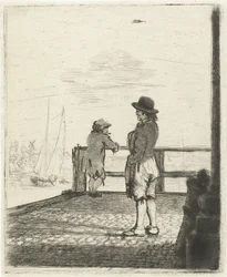 Dos marineros esperando en el puerto