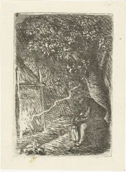 Mujer y niño se refugian de un rayo debajo de un árbol