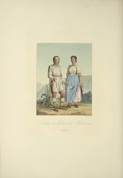 Trajes de los indios Mechoacan, ilustración de 