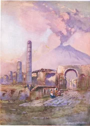 Pompeya: Vesubio en la distancia, de Hutchinsons Picturesque Europe publicado por Hutchinson & Son, c.1930