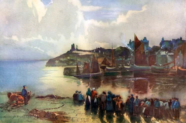 Castillo y puerto de Tenby, Pembrokeshire, Gales, 1924-1926