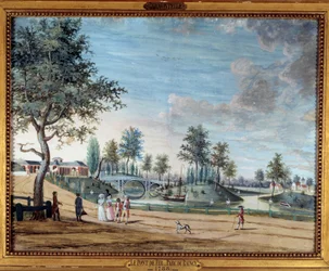 Vista del Puente de Hierro en el Parque de Raincy