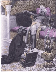 La hija del rey de Túnez, ilustración del Decamerón de Boccaccio publicado por Navarre Society 1930