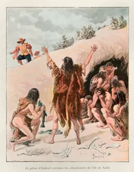 Bombled Louis; El piloto Chedotel encontró la Isla Sable abandonada en 1603 (supervivientes de la expedición de 1598 del Marqués de la Roche, en una isla cerca de Terranova); Historia de Nueva Francia de Eugene Guenin - 1900 - Coll, Parte