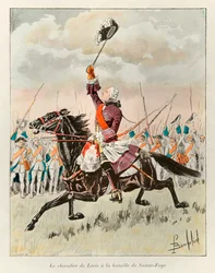 Bombled Louis (1862 - 1927); El Caballero de Levis (François Gaston de Levis 1719 - 1787) en la Batalla de Sainte Foy en 1760 contra los ingleses; Historia de Nueva Francia de Eugene Guenin - 1900 - Colección privada